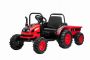 Elektrischer Traktor POWER mit Anhänger, Rot, Hinterradantrieb, 12-V-Batterie, Kunststoffräder, breiter Sitz, 2,4-GHz-Fernbedienung, MP3-Player mit USB,  LED-Leuchten