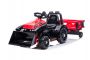 Electric Tractor FARMER with ladle and trailer, red, rear drive, 6V battery, Plastic wheels, wide seat, 20W Motor, Single seater, Steering wheel control, LED Lights